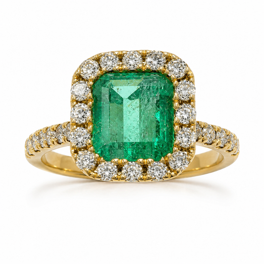 D5 ANILLO  ESMERALDA CUADRADA ORO AMARILLO 18K